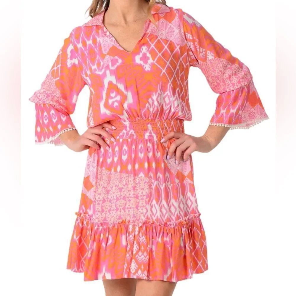 Walker & Wade Mia Dress in Flamingo XS